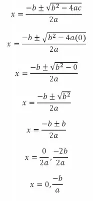 quadratic formula c = 0