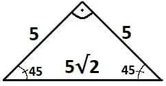 right isosceles triangle 5 5 5 root 2