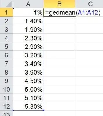 Geometric Mean With Percentages