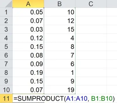 sumproduct in Excel