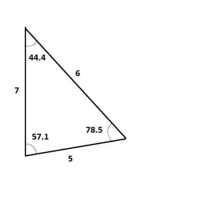 Law of Cosines Triangle 2 solved