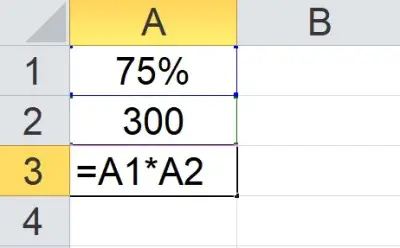 calculating 75 percent of 300 (two cell references)
