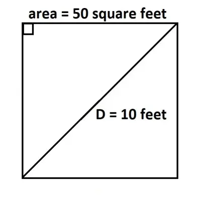 diagonal of a square D = 10