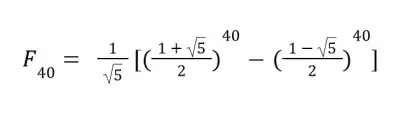 Fibonacci 40th term formula