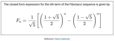 Fibonacci closed form